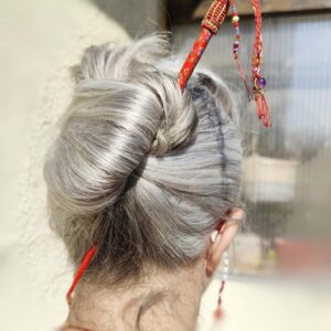 Pic à cheveux gris-gris en baguette chinoise et tissage